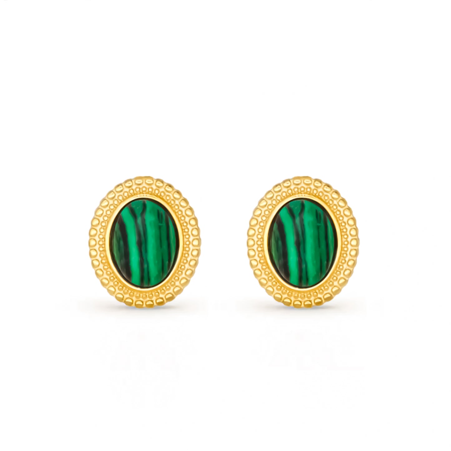 Malachite Oval Earrings