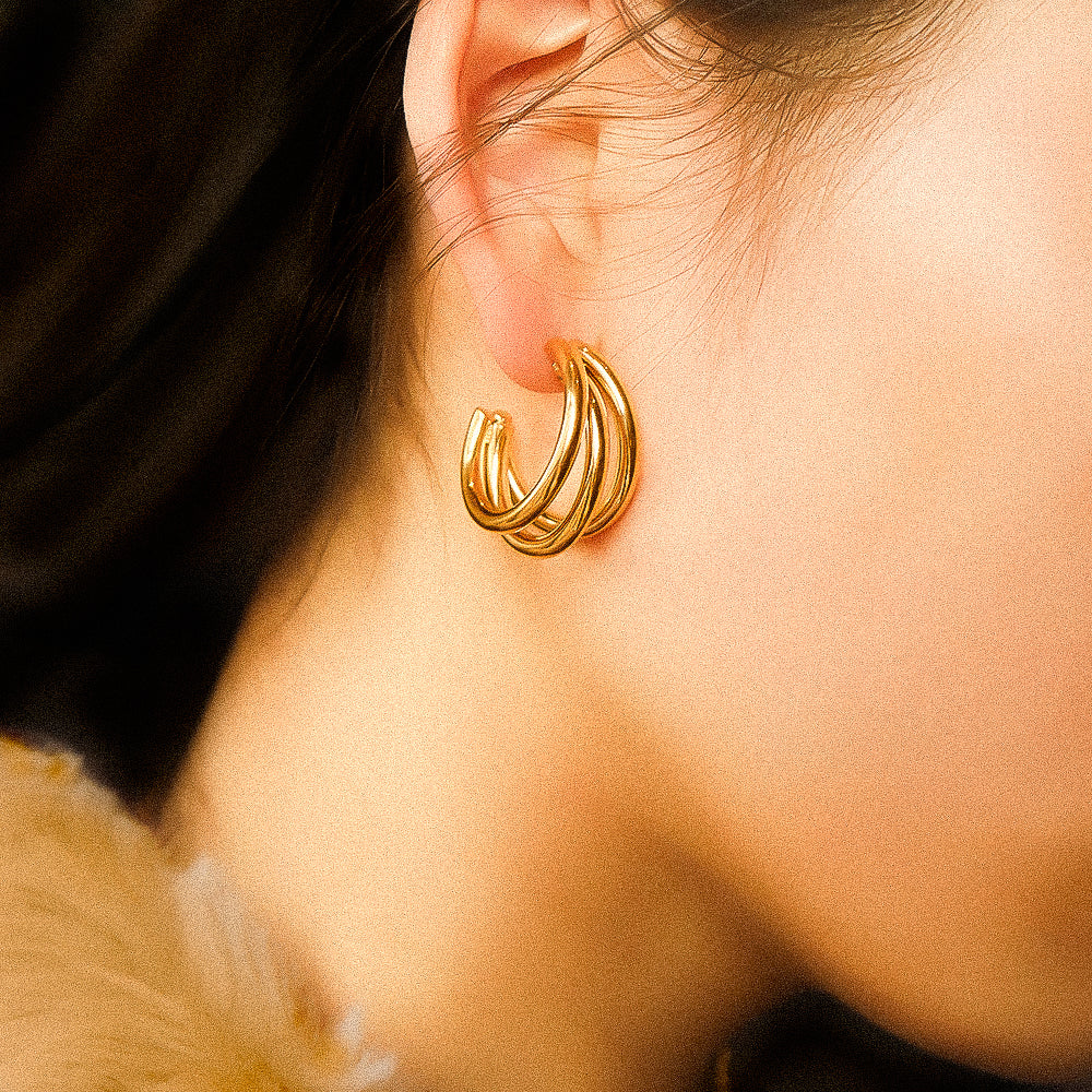 Women's Triple Gold Plated Hoops