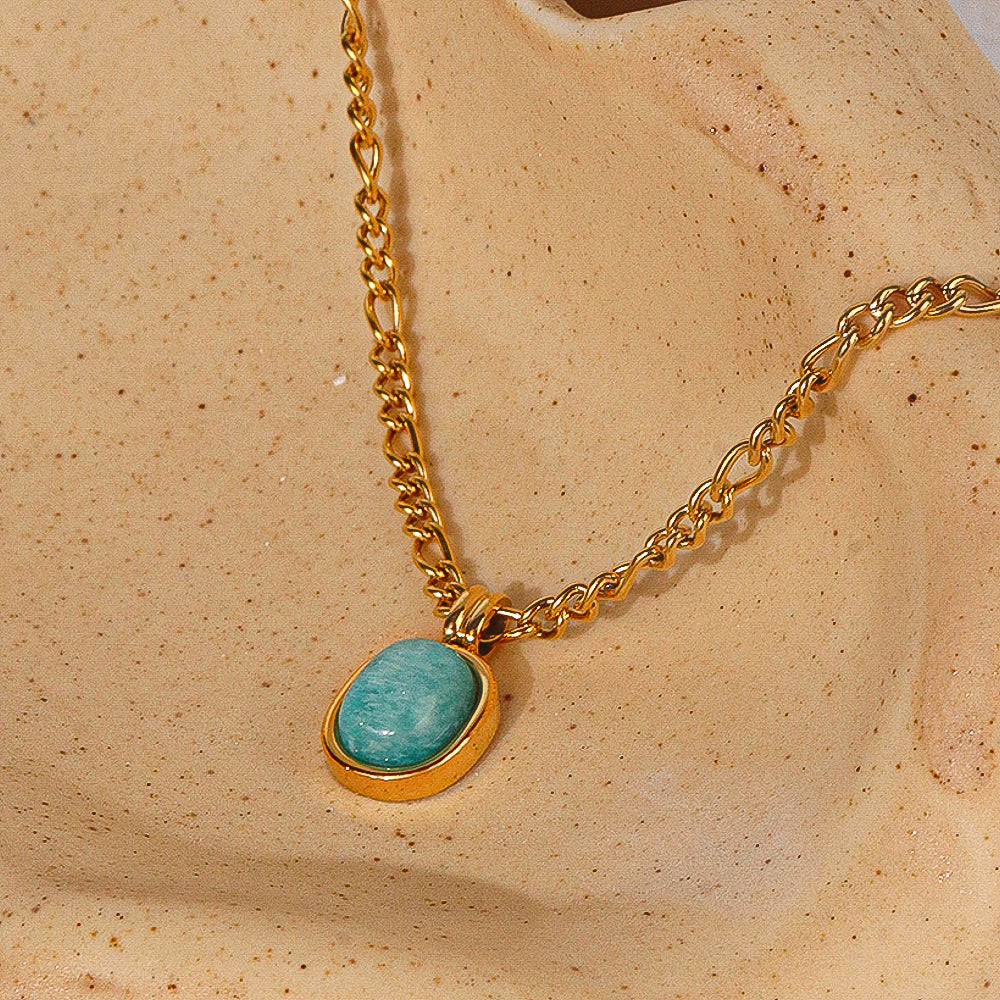 Turquoise Oval Charm Necklace