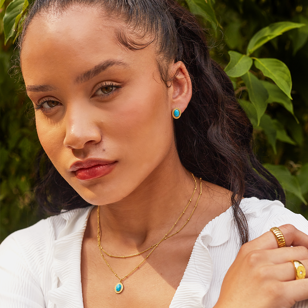 Oval Turquoise Earring