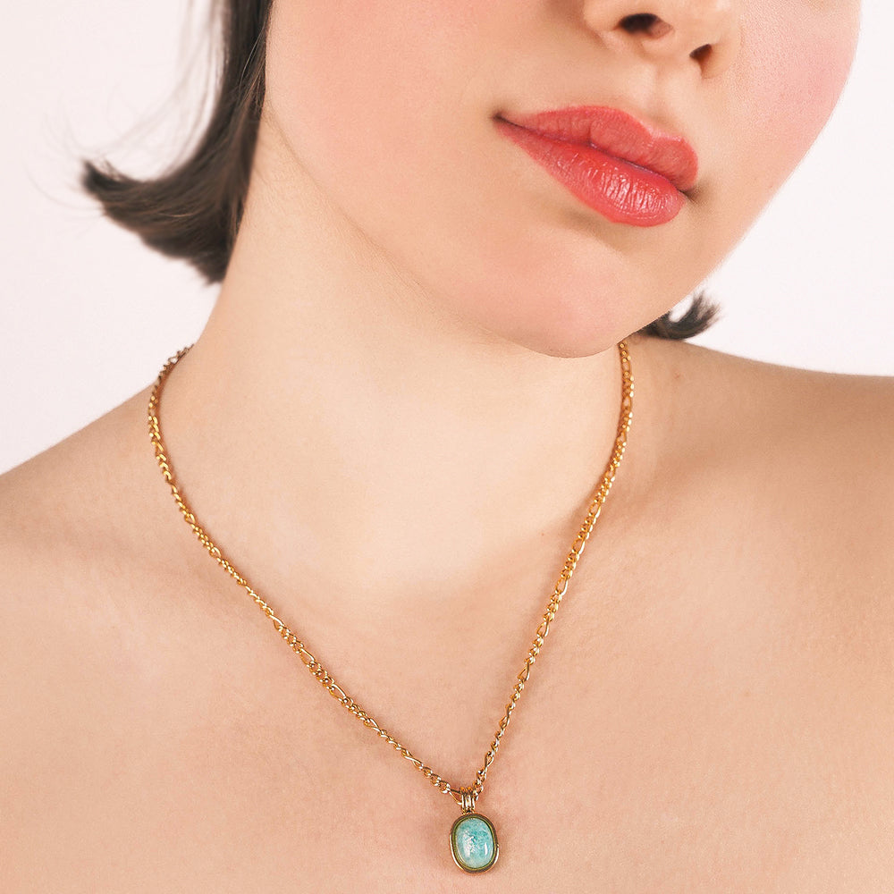 Turquoise Oval Charm Necklace