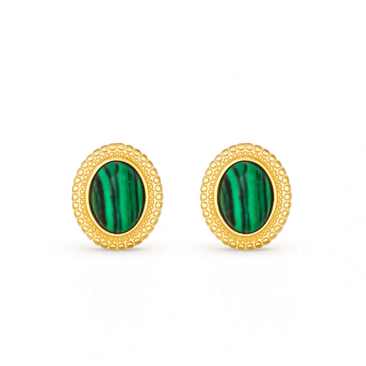 Malachite Oval Earrings