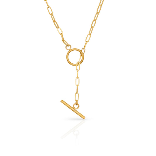 T-bar Drop  Gold Plated Necklace