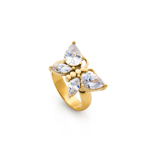 Papillon Swarovski Gold Plated Ring