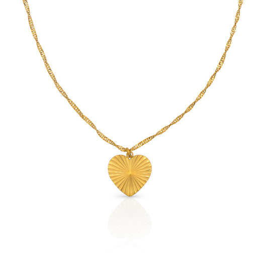 Rock N Jewels Textured Heart Gold Plated Necklace 