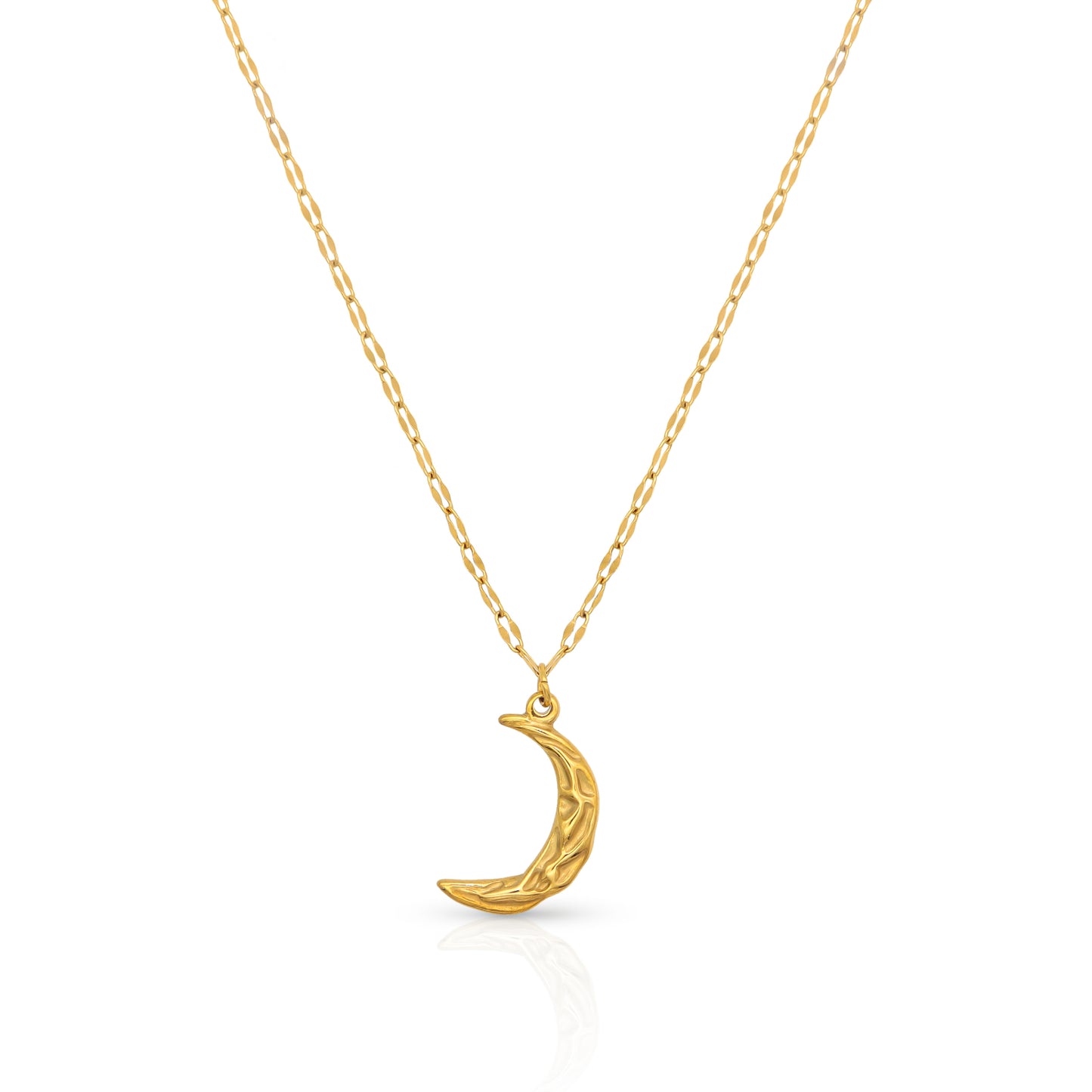 Textured Luna Gold Plated Necklace