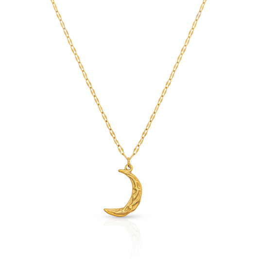Textured Luna Gold Plated Necklace