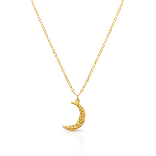 Textured Luna Gold Plated Necklace