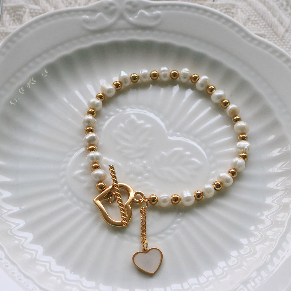 Heart Tag Pearl Bracelet