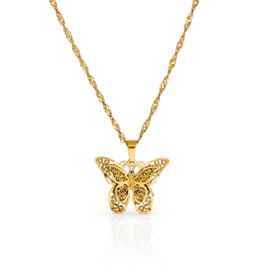 Papillion Pendant Gold Plated Necklace