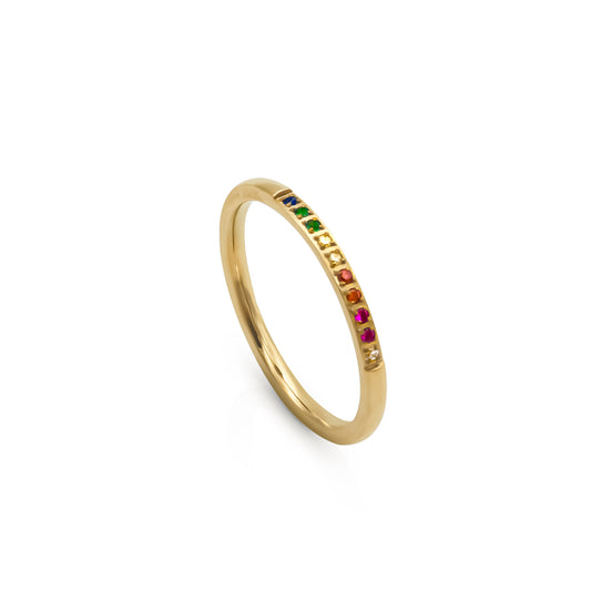 Rainbow Gem Gold Plated Ring