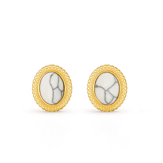 Oval Marble Earrings