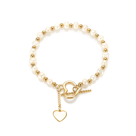 Heart Tag Pearl Bracelet