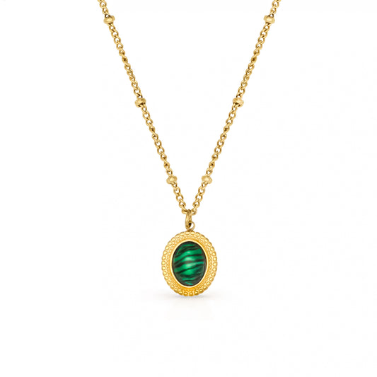 Malachite Green Oval Pendant Necklace