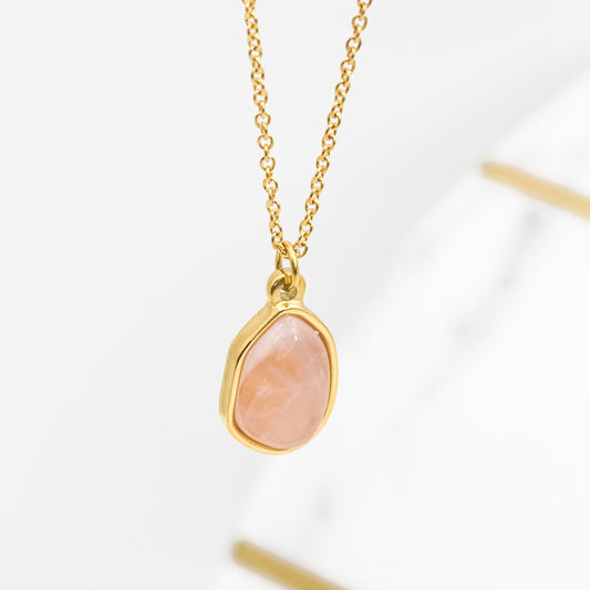 Peach Quartz Pendant Necklace