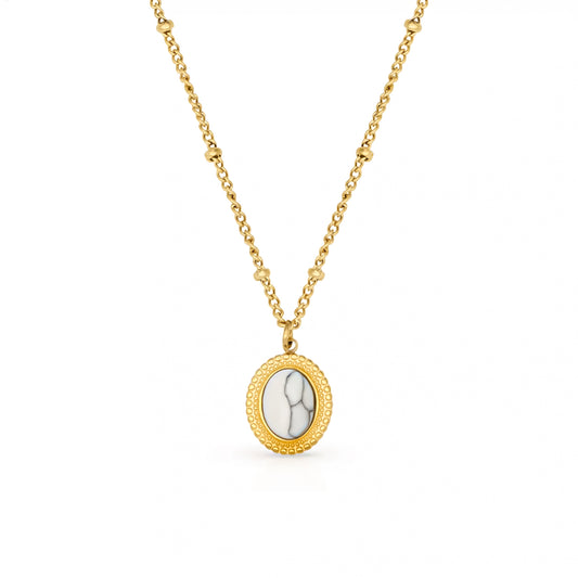 Marble Oval Pendant Necklace